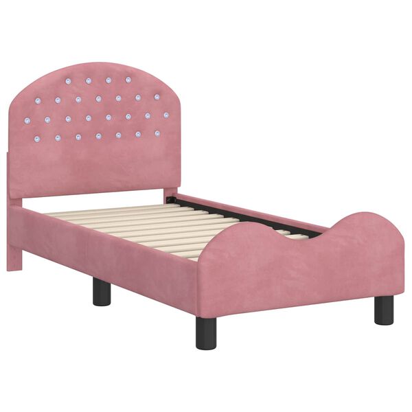 vidaXL Toddler Bed Frame with Headboard Pink 70 x 140 cm Velvet