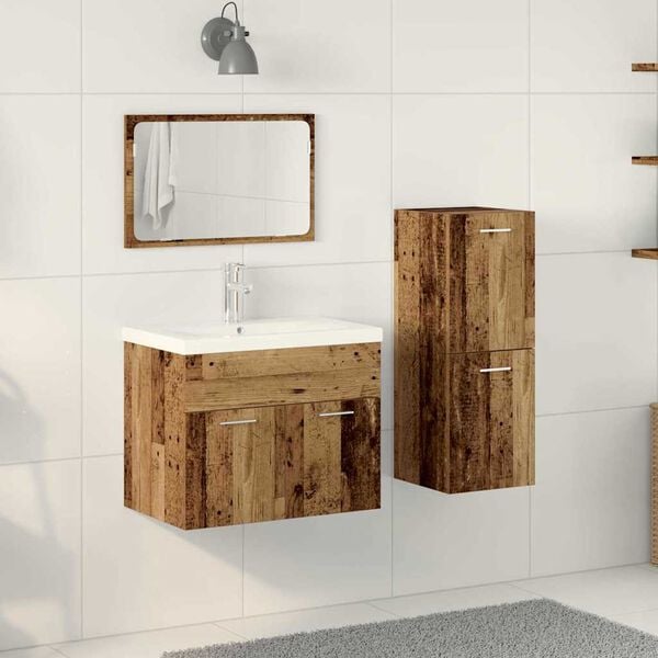 vidaXL Bathroom Furniture Set Wall-mounted 4 pcs Brown Engineered Wood