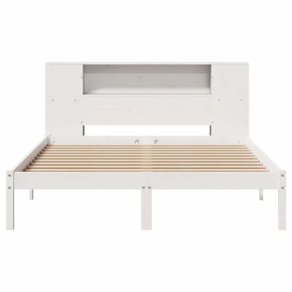 vidaXL Bookcase Bed without Mattress White 120x190 cm Small Double Solid Wood Pine