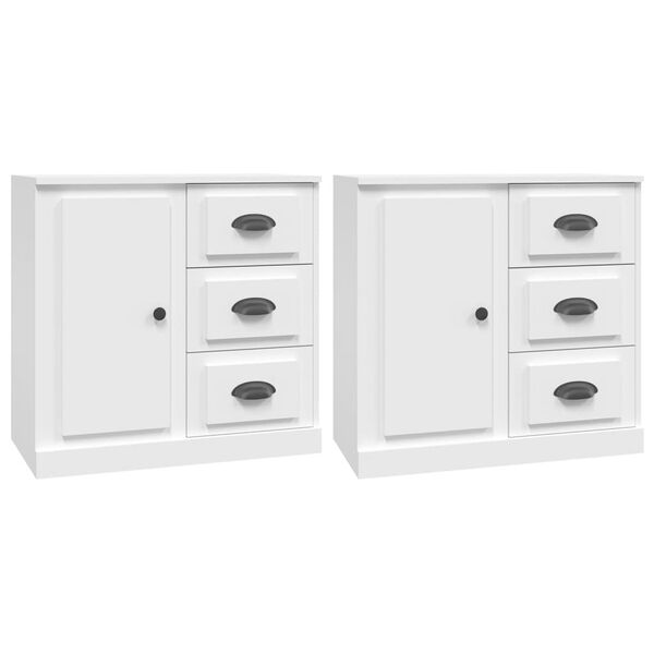 vidaXL Sideboards 2 pcs White Engineered Wood