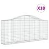 vidaXL Arched Gabion Baskets 18 pcs 200x30x80/100 cm Galvanised Iron