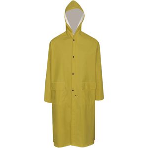 vidaXL Waterproof Heavy-duty Long Raincoat with Hood Yellow XXL