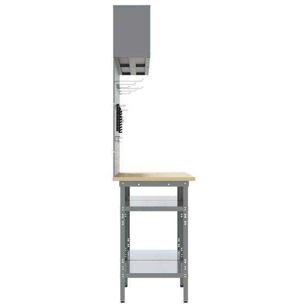 vidaXL Work Bench Set 8 pcs Black and Grey Powder-Coated Steel