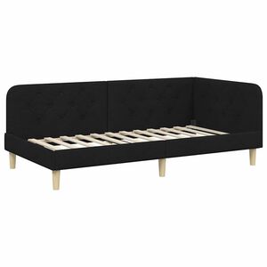 vidaXL Corner Bed Frame with Headboard Black 90 x 200 cm Fabric