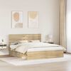 vidaXL Bed Frame with Headboard Sonoma 200 x 200 cm Solid Pine Wood