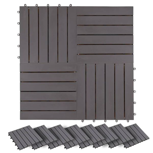 vidaXL Decking Tiles 30 pcs Grey Wash 30x30 cm Solid Acacia Wood