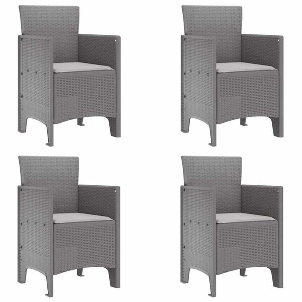 vidaXL Garden Chair 4 pcs Light grey 53 x 49 x 85 cm PP