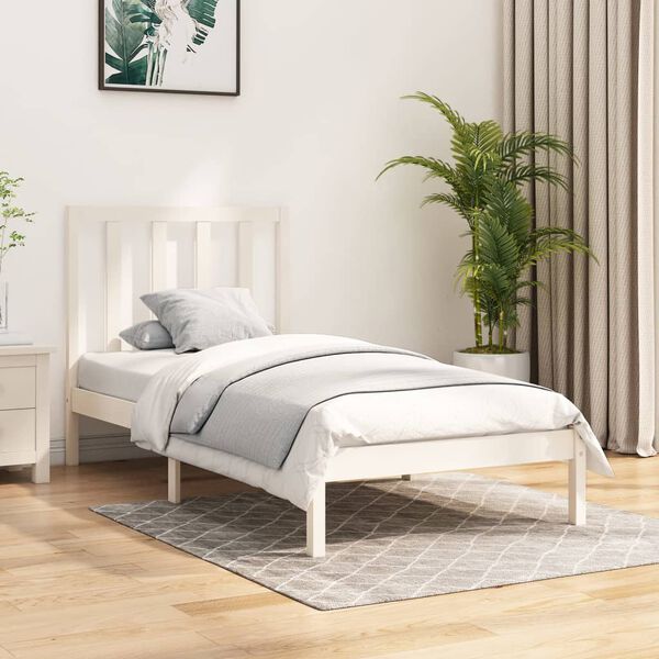vidaXL Bed Frame without Mattress White Solid Wood Pine 100x200 cm