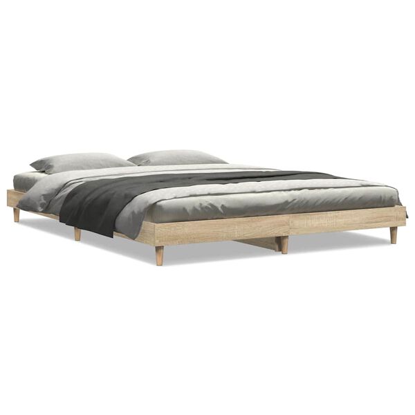 vidaXL Bed Frame without Mattress Sonoma Oak 135x190 cm Double Engineered Wood