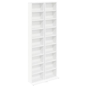 vidaXL CD Cabinet 2 pcs White 33 x 23.5 x 175 cm Engineered Wood