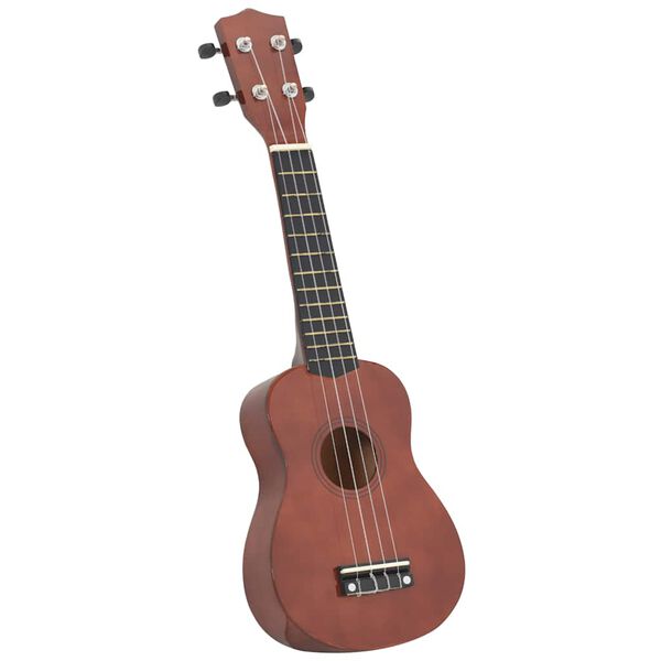 vidaXL Soprano Ukulele Set with Bag for Kids Dark Wood 21"