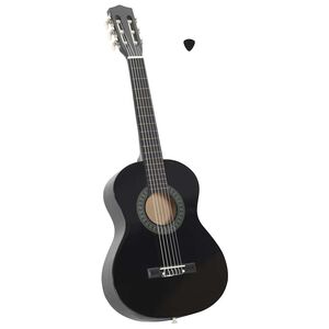 vidaXL Classical Guitar for Beginner and Kids Black 1/2 34"