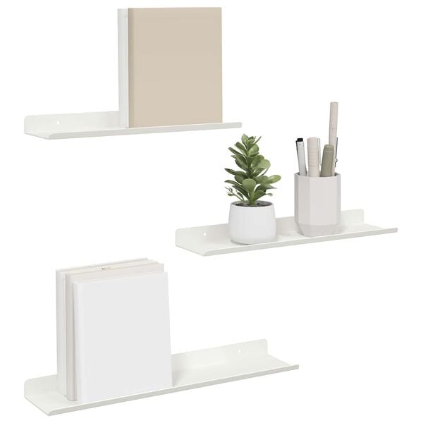 vidaXL Floating Shelf Wall-mounted 3 pcs White 40 x 9 x 2.5 cm Steel
