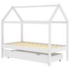 vidaXL Kids Bed Frame with a Drawer White Solid Pine Wood 80x160 cm