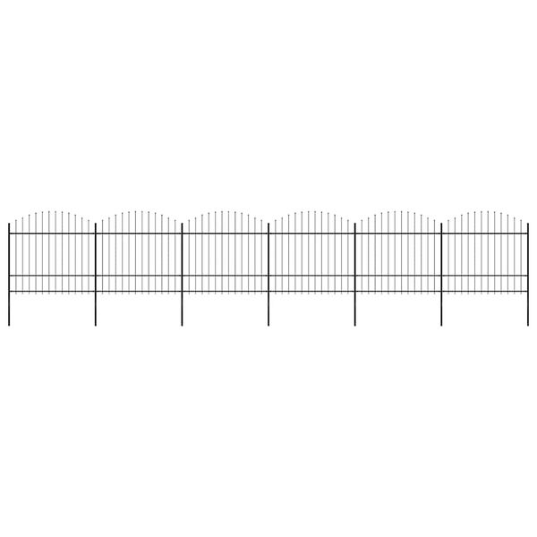 vidaXL Garden Fence with Spear Top Steel 1070x175 cm Black