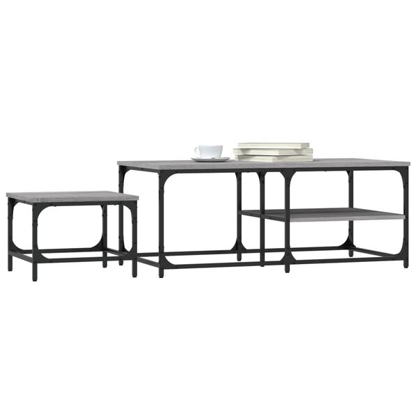 vidaXL Nesting Coffee Tables 2 pcs Grey Sonoma Engineered Wood