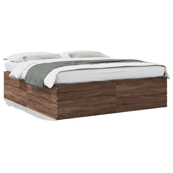 vidaXL Bed Frame without Mattress Brown Oak 180x200 cm Super King