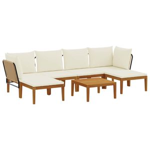 vidaXL 7 pcs Solid Acacia Wood & Rope Natural