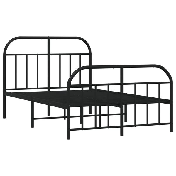 vidaXL Metal Bed Frame without Mattress with Footboard Black 120x200cm