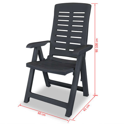 vidaXL Reclining Garden Chairs 4 pcs Plastic Anthracite