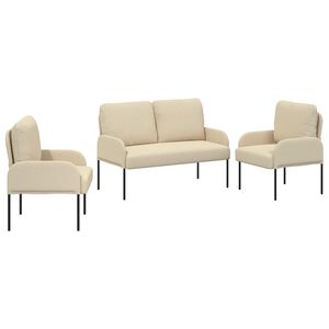 vidaXL Sofa Sets with Cushion 3 pcs Cream 115 x 56 x 80 cm Plywood