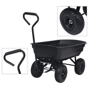 vidaXL Garden Tipping Hand Cart 300 kg 75L Black