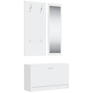 vidaXL 3-in-1 Shoe Cabinet Set White Engineered Wood