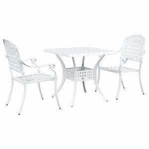 vidaXL Garden Table Set 3 pcs White Cast Aluminium