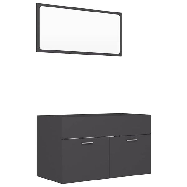 vidaXL 2 Piece Bathroom Furniture Set Grey Engineered Wood