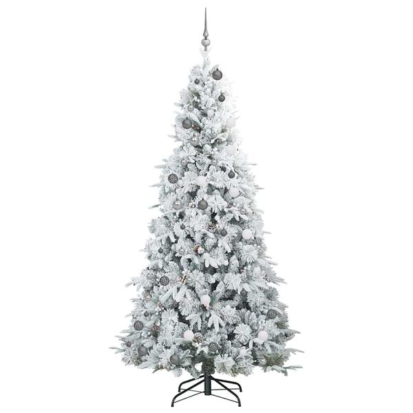 vidaXL Artificial Hinged Christmas Tree White 240 cm PE and PVC