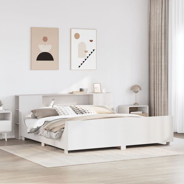 vidaXL Bed Frame without Mattress White 180x200 cm Super King Solid Wood Pine
