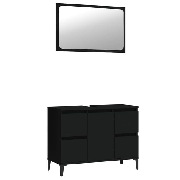 vidaXL 2 Piece Bathroom Furniture Set Black Engineered Wood