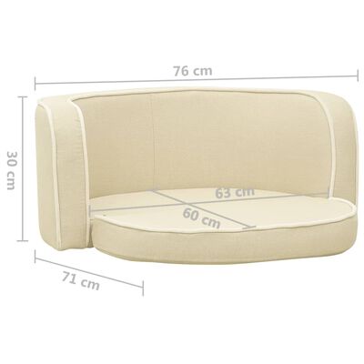 vidaXL Foldable Dog Sofa Cream 76x71x30 cm Linen Washable Cushion