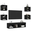 vidaXL 7 Piece TV Wall Units with LED Black Engineered Wood