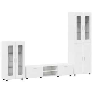 vidaXL TV Cabinet Set FLORIN High Gloss White Engineered Wood