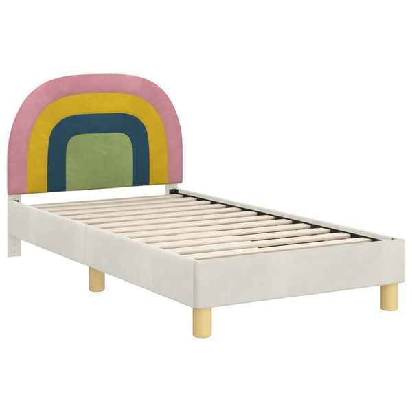 vidaXL Children's Bed Frame with Headboard Cream 80 x 160 cm Velvet