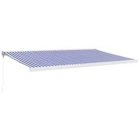 vidaXL Retractable Awning Blue and White 5x3 m Fabric and Aluminium