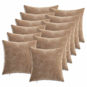vidaXL Cushion Cover 12 pcs HEERLEN Brown 40 x 40 cm Chenille Fabric