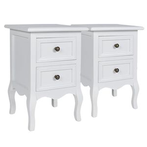 vidaXL Nightstands 2 pcs with 2 Drawers MDF White