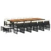 vidaXL 15 Piece Garden Dining Set with Cushions Black Poly Rattan