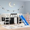 vidaXL Kids' Loft Bed with Curtains without Mattress White&Black 80x200cm