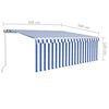 vidaXL Manual Retractable Awning with Blind&LED 4x3m Blue&White
