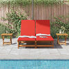 vidaXL Sun Lounger Reclining with Cushion Red Solid Acacia Wood