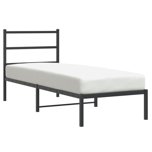 vidaXL Metal Bed Frame without Mattress with Headboard Black 75x190cm
