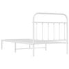 vidaXL Metal Bed Frame without Mattress with Headboard White 100x190cm
