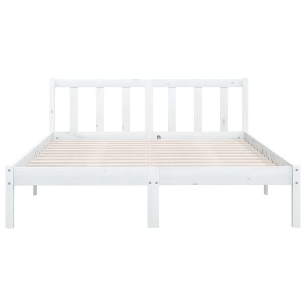 vidaXL Bed Frame without Mattress White Solid Wood Small Double