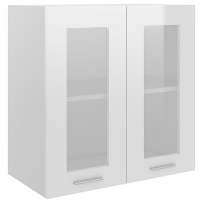 vidaXL Hanging Glass Cabinet High Gloss White 60x31x60 cm Engineered Wood
