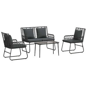 vidaXL Garden Furniture Set 4 pcs Black and Anthracite Poly Rattan