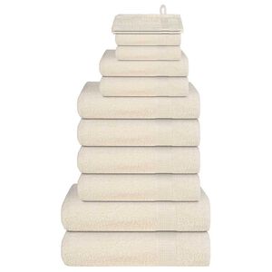 vidaXL 12 Piece Towel Set "FROGN" Cream 360 gsm