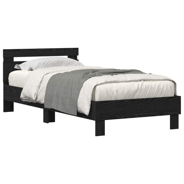 vidaXL Bed Frame Black oak 90 x 200 cm Engineered wood